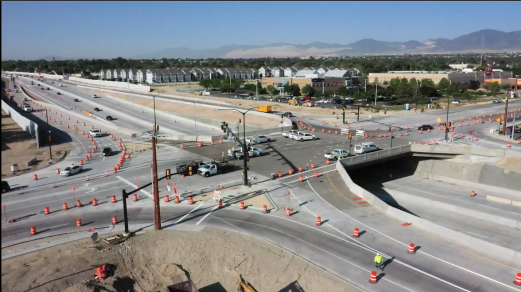 Aerial photo of construction at 4700 south and Bangerter