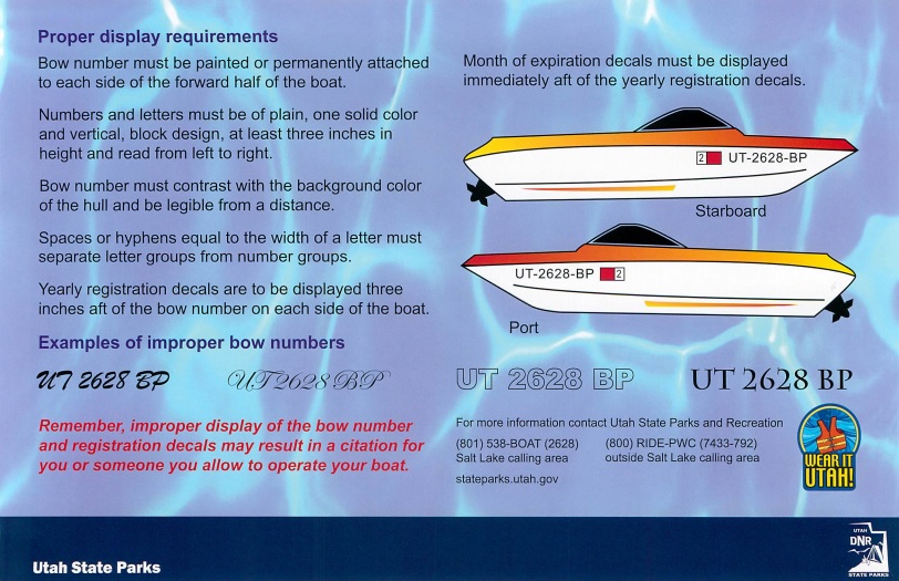 Utah Boating Bow Numbers