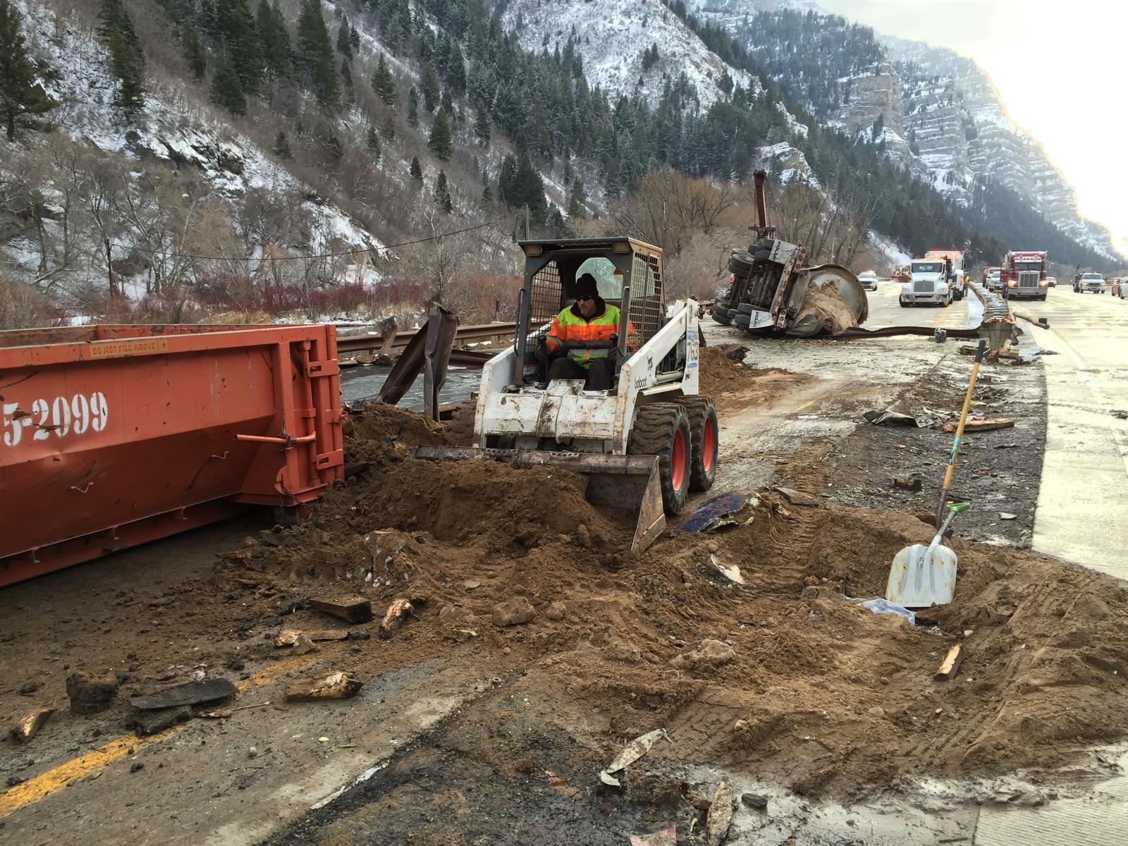 Cleanup efforts for the crude oil spill on Highway 189 in Provo Canyon. 