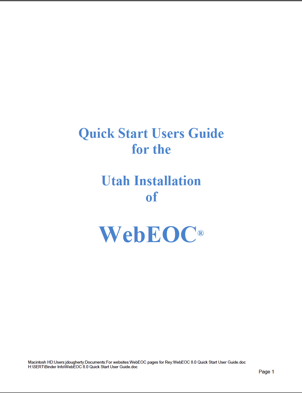 WebEOC Quick Start Users Guide