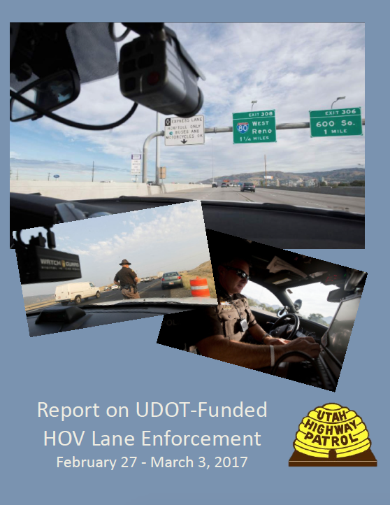 Screen cap of cover of UDOT HOV Enforcement Feb Mar 2017