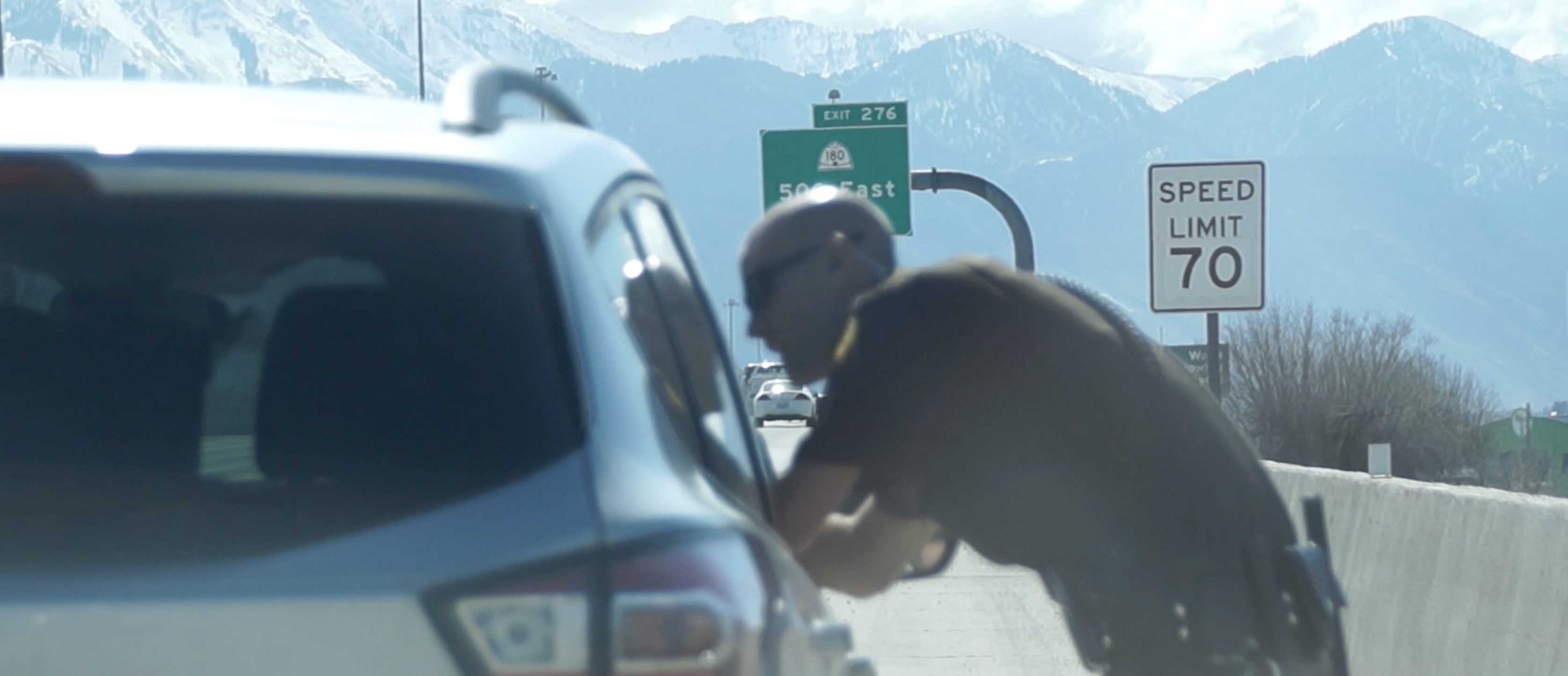 UHP trooper conducts a traffic stop for speeding.