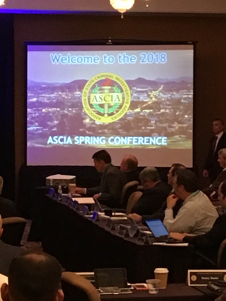 Commissioner Keith D. Squires, Colonel Brian Redd and Major Tyler Kotter recently attended the Association of State Criminal Investigative Agencies (ASCIA) conference in Phoenix, Arizona on May 7-9, 2018.