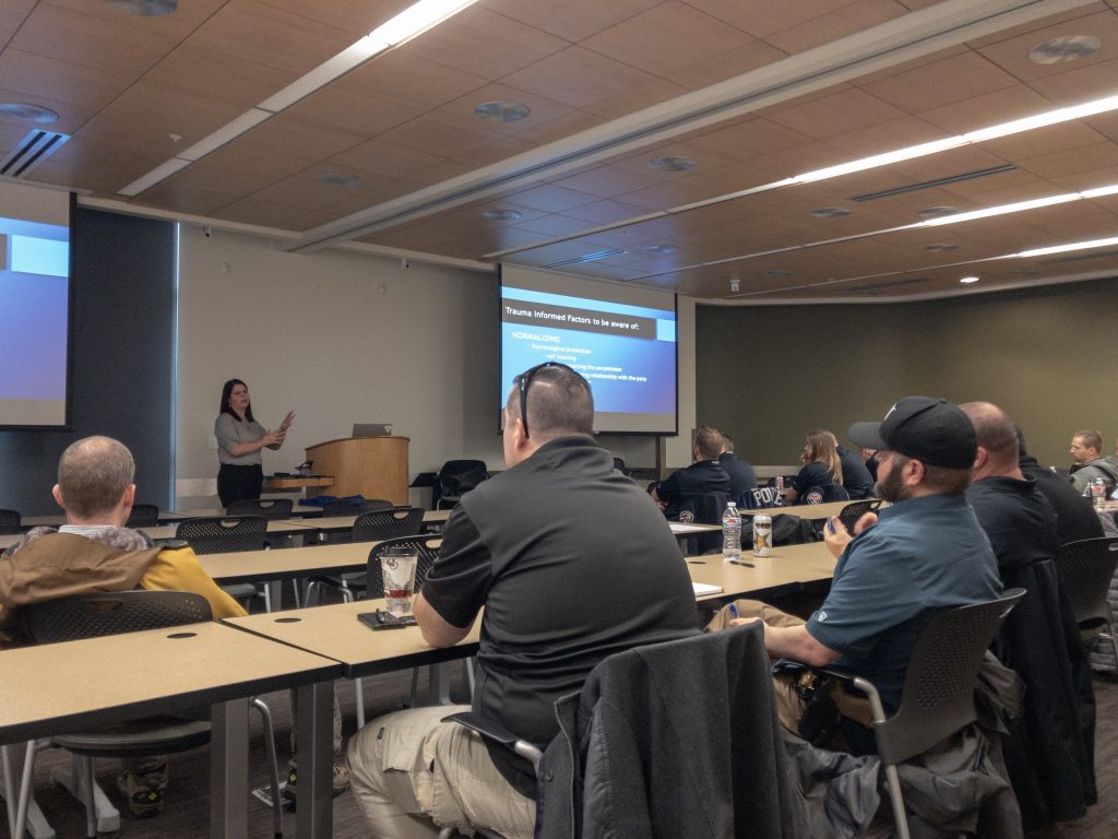 Resource Prosecutor Marlesse Jones teaches at the SBI training for sex crimes investigators.