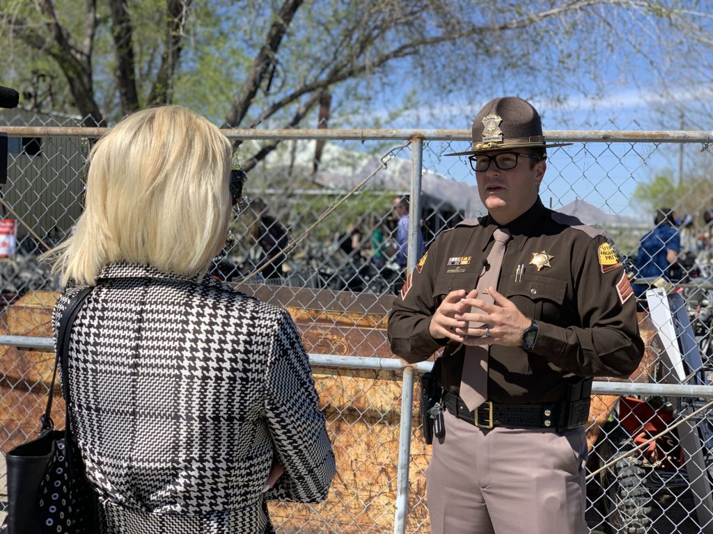 Sgt. Nick Street Speaks to a member of the media