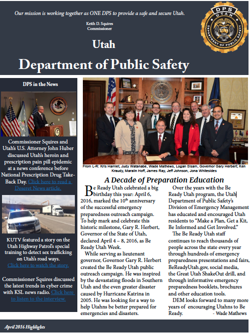 Screen cap of front page of DPS highlights