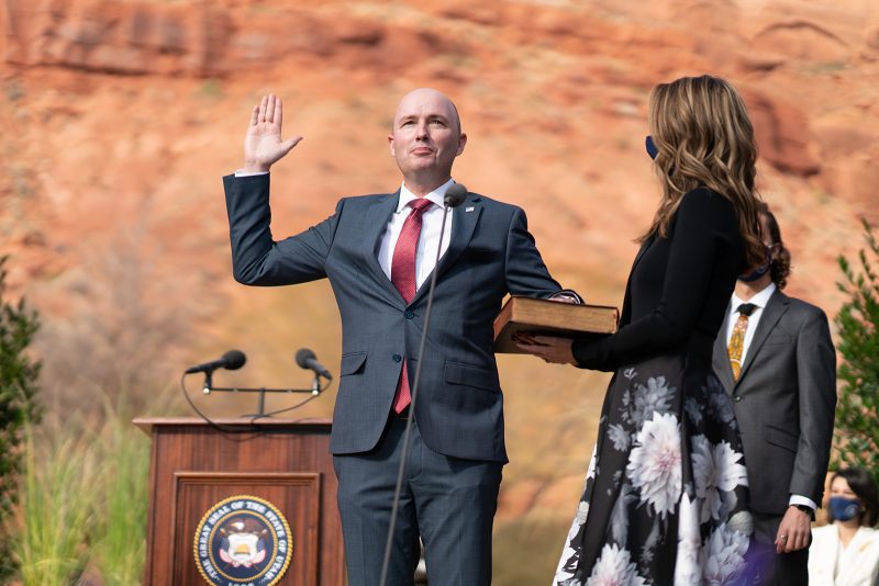Feature image Utah Gov. Spencer J. Cox is sworn in.