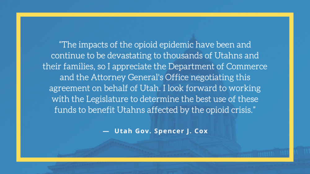 Gov Spencer Cox And Attorney General Sean Reyes Announce 26 Billion Agreement With Opioid Distributors Manufacturer Governor Spencer J Cox